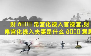 财 🐅 帛宫化禄入官禄宫,财帛宫化禄入夫妻是什么 🐕 意思